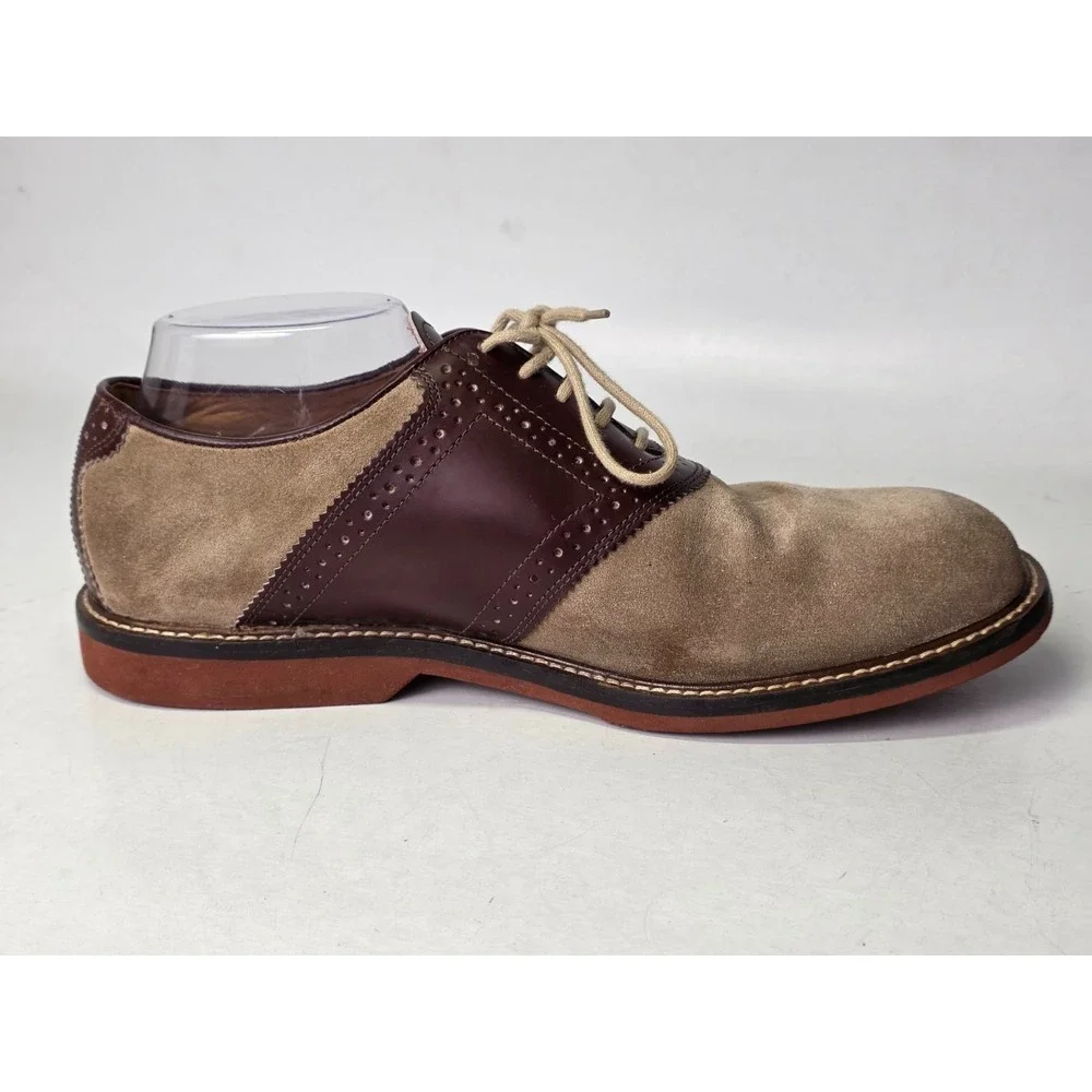 Nordstrom‎ Saddle Men's Dress Shoes Size 9.5 W Beige Tan Suede Leather